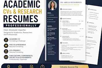 format academic cvs and research resumes professionally