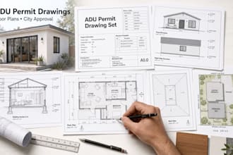 create adu floor plans, elevations and permit drawings for city approval