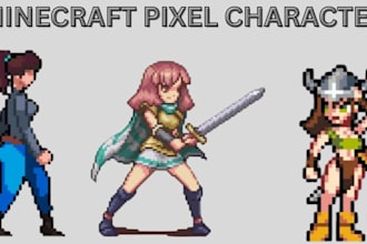 draw minecraft pixel art character, game sprite, texture pack, npc and icons
