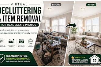 virtual decluttering and item removal for real estate photo in 24 hours