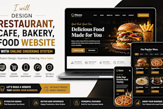 design a restaurant, cafe, bakery, food website with online ordering system