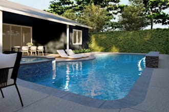 do backyard design, pool, patio, pergola, outdoor garden landscape rendering