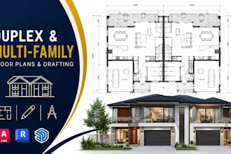 design duplex floor plans, multi family residential layout and drafting