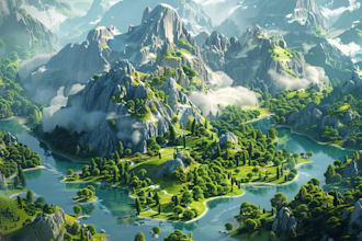 design detailed fantasy landscapes and fantasy map