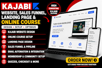 design kajabi website, kajabi sales funnel, kajabi landing page, online course