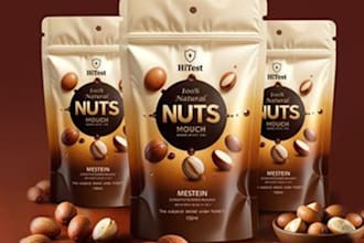 do product packaging design, pouch design, pouch design mockup and box design