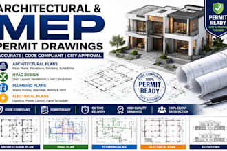 create architectural and mep permit drawing for city approval