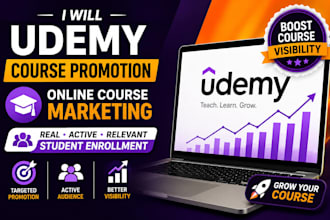 udemy course promotion online course marketing real active student enrollment