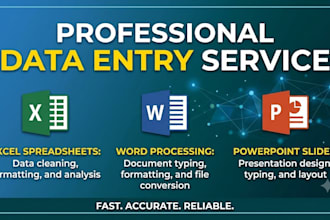 data entry through excel, word and power point