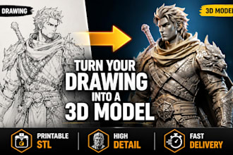 turn your drawing into a 3d printable model or stl file
