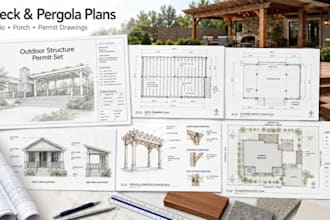 design deck, patio, porch and pergola permit drawings for construction