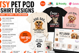 design etsy pet pod tshirt, dog shirt, cat shirt and pet designs