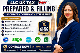 prepare and efile form 5472, 1120, 1040nr for US llc tax filing with CPA