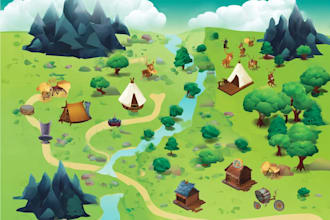 create a fantasy atlas map, vector world map