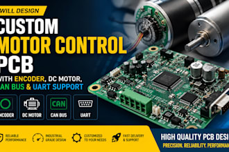 design custom motor control pcb with encoder, dc motor, can bus and uart support