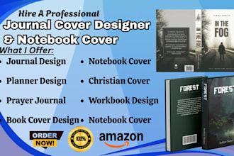 design KDP journal book cover and planner for notebook cover interiors