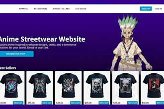 design anime streetwear website anime shopify store otaku anime merch store