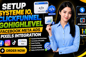 setup systeme io, clickfunnels, gohighlevel facebook meta ads pixel integration