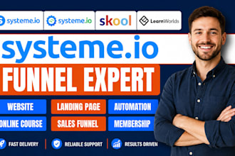 setup systeme io learnworlds skool landing page systeme io online course website