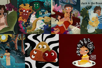 illustrate a professional childrens book art for you