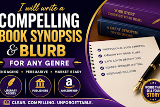 write a compelling book synopsis and blurb for any genre
