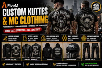 make fivem kuttes custom fivem clothing kuttes mc mc vest biker clothing kuttes
