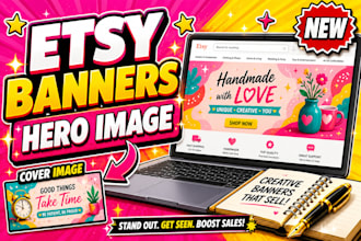 design shopify banner, etsy banner, website slider and hero image