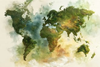 create dreamy map in watercolor style
