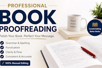 do book proofreading, editing, formatting, developmental edit, and grammar check
