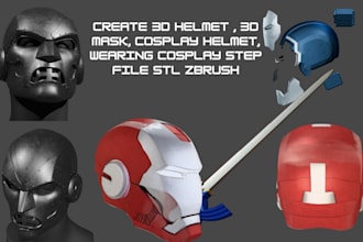 create 3d mask, wearable cosplay, 3d sword, halloween mask cosplay armon stl fil