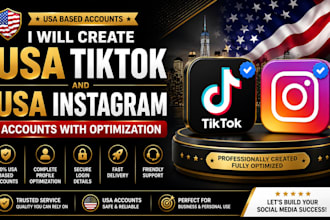 create USA tiktok and USA instagram accounts with optimization