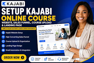 setup kajabi online course website sales funnel course upload and landing page
