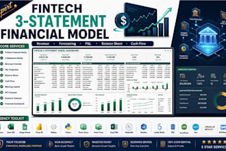 build fintech financial model, 3 statement forecast valuation and investor model