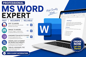 do ms word typing, document formatting, resume design and handwritten notes