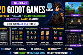create godot games with custom ui, pixel art, character animation, rpg system