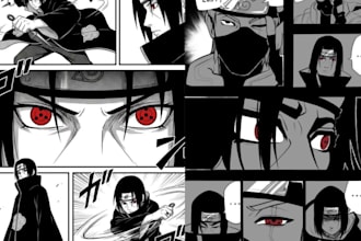 illustrate comic book, manga art, webtoon anime illustration and comic artist