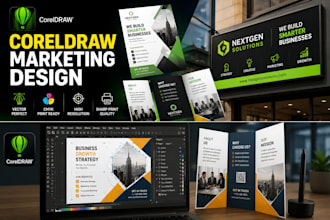 design business brochure flyer and signboard in coreldraw vector