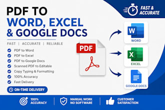 convert PDF to word excel and google docs