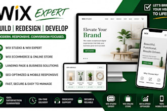 do wix website design redesign, wix ecommerce website, wix studio design