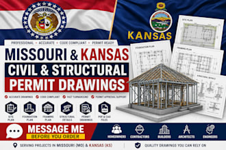 prepare missouri kansas civil structural permit drawings