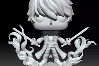 sculpt 3d funko pop style character,for 3d printing,action figure,3d chibi model