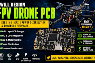 design fpv drone pcb with esc imu, gps power distribution and embedded firmware