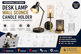 design desk lamp wall sconce candle holder 3d product manufacturing drawings