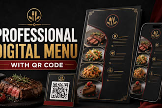 design a professional digital restaurant menu with qr code