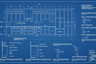create kitchen cabinet, wall cabinet, base cabinet, pantries shop drawing