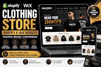 design shopify clothing store, wix fashion website and apparel store