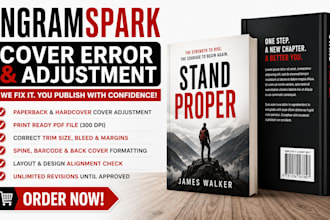 fix hardcover and paperback cover errors for ingramspark cover adjustment
