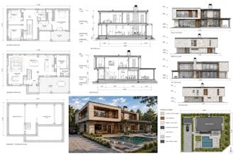 redraw house plans sketch, blueprint and floor plan into autocad dwg drafting