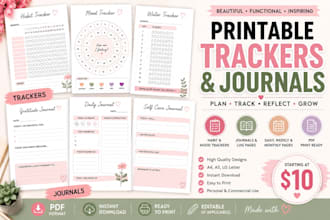 design custom printable planners journals and tracker pages