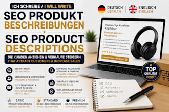 write SEO product descriptions for amazon, etsy, shopify